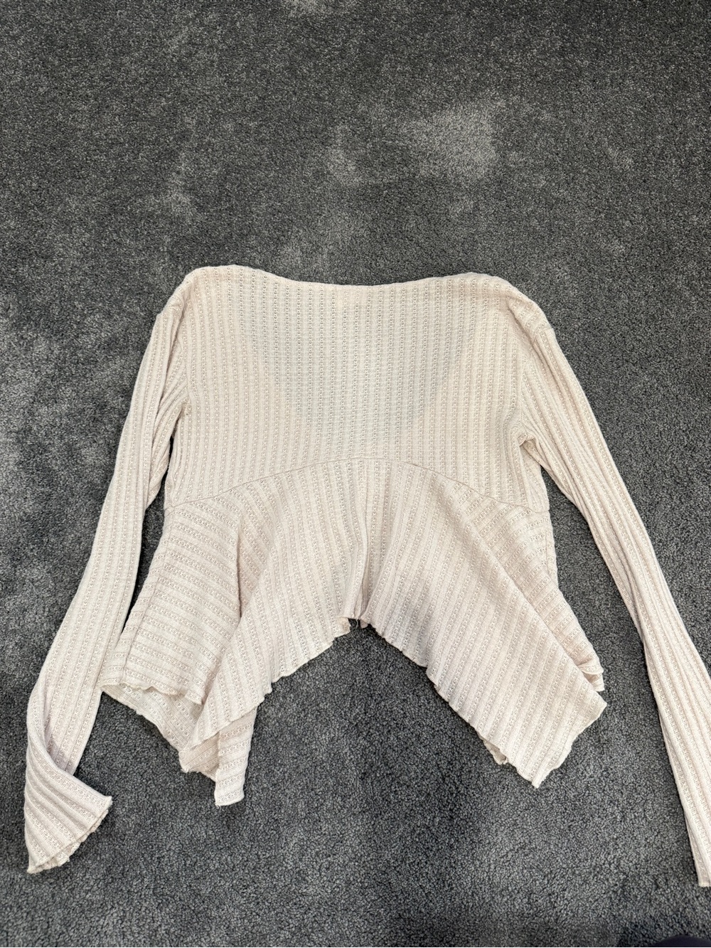 Urban Outfitters Cream Ruffled Tie-Front Knit Top - Picture 3 of 3
